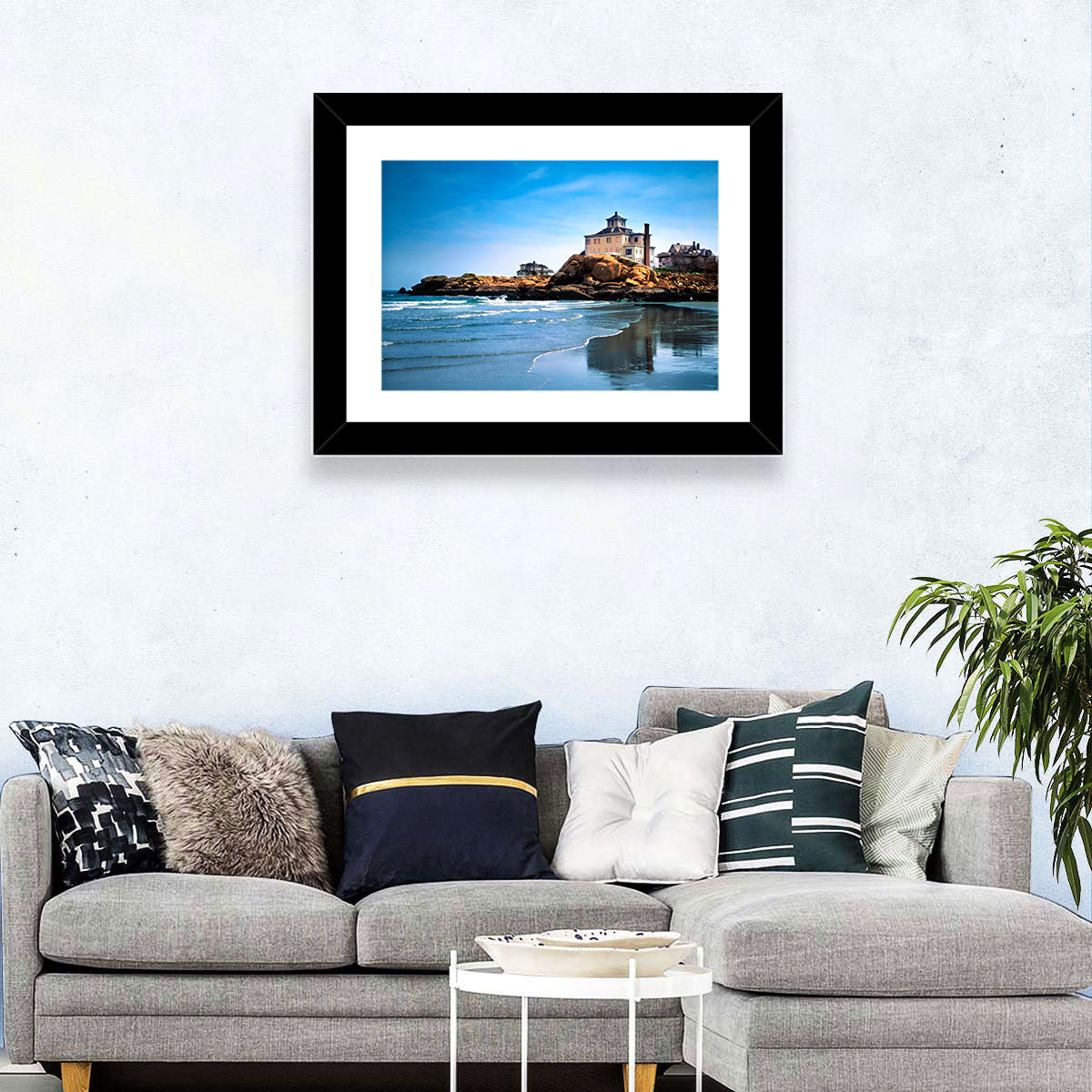 Cape Ann Beach Wall Art in a room, landscape