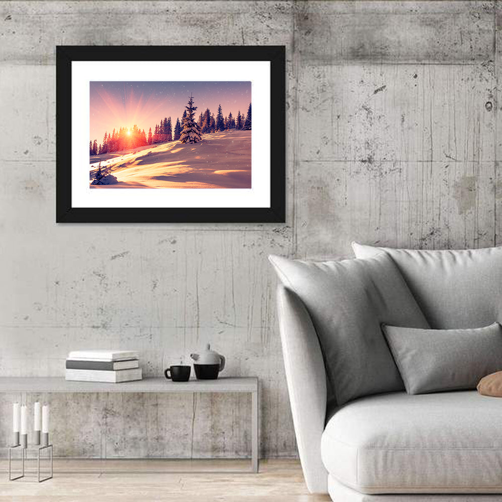 Winter Mountains Sunrise Wall Art