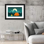 Moonlit Campfire Landscape Wall Art
