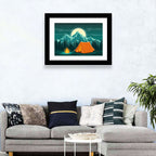 Moonlit Campfire Landscape Wall Art