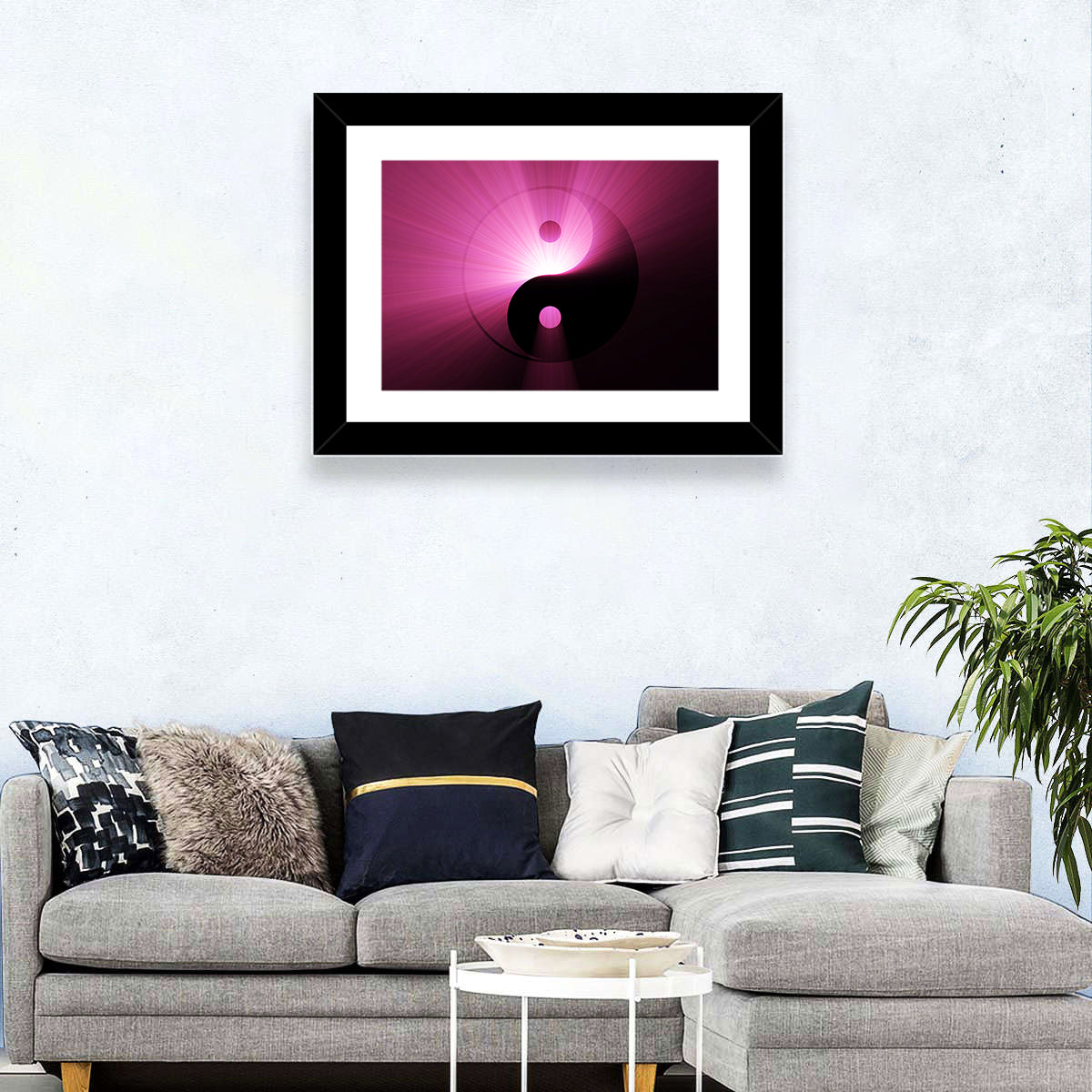 Magenta Yin Yang Symbol Wall Art