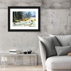 Birch Trees and Frozen Creek Landscape Wall Art