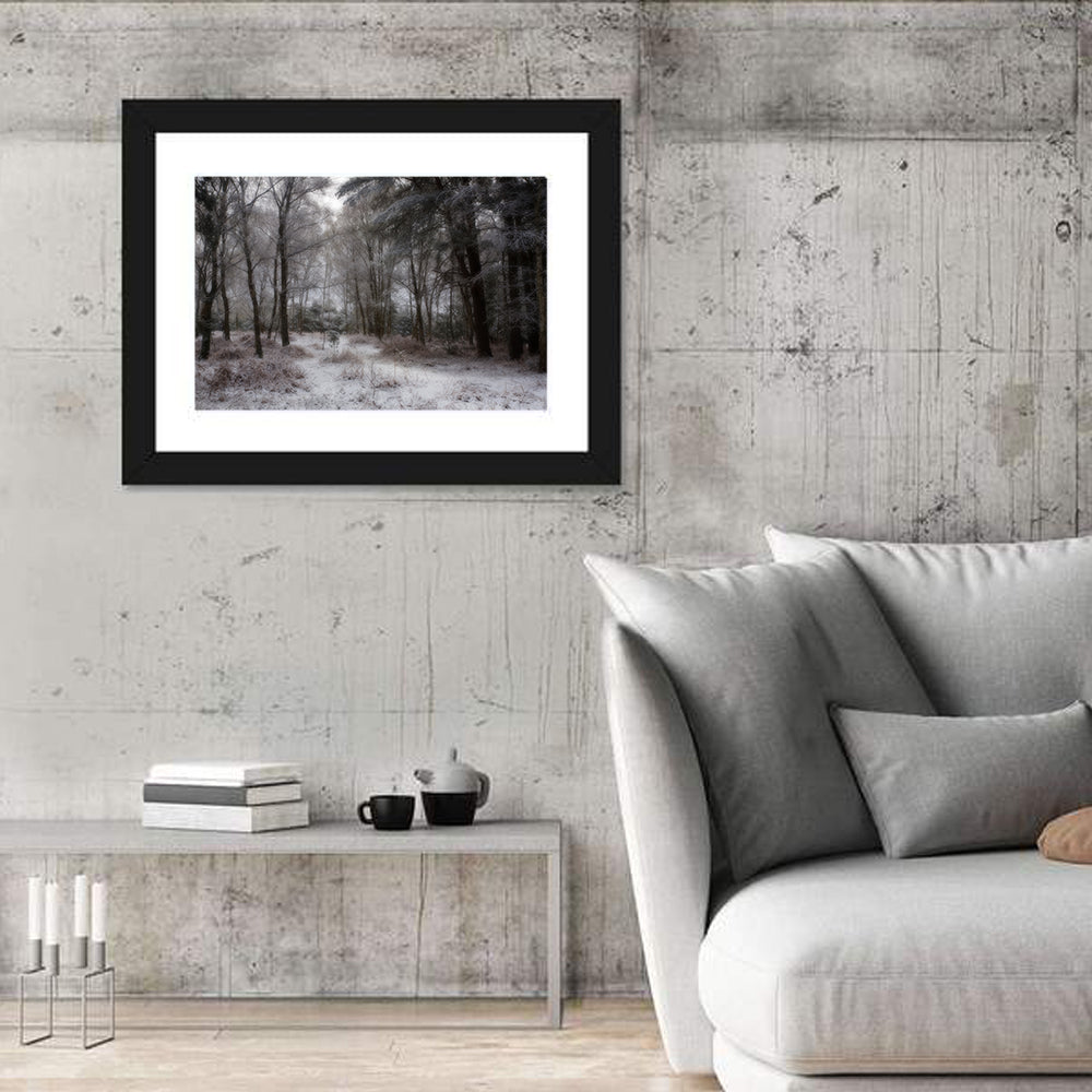New Forest Winter Path Wall Art in a room, landscape