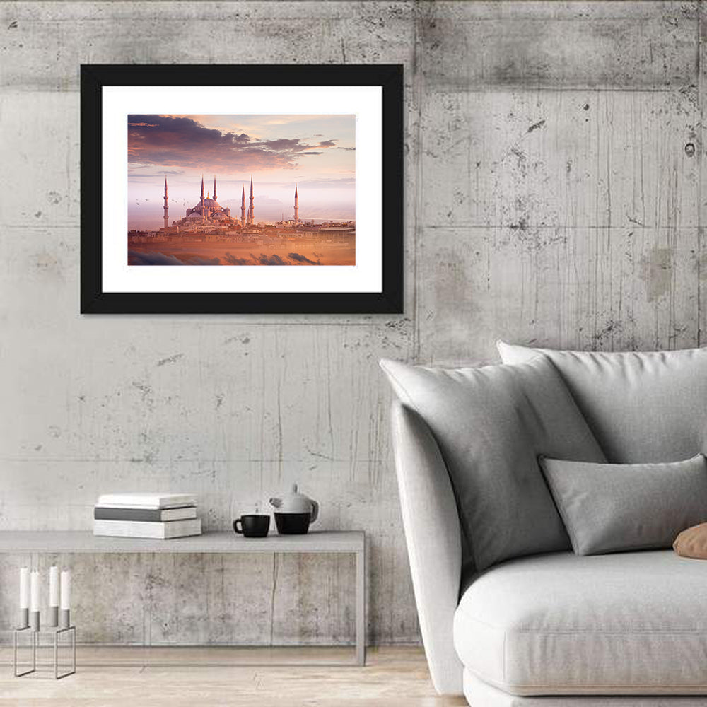 Blue Mosque Sunset, Istanbul Wall Art in a room, landscape