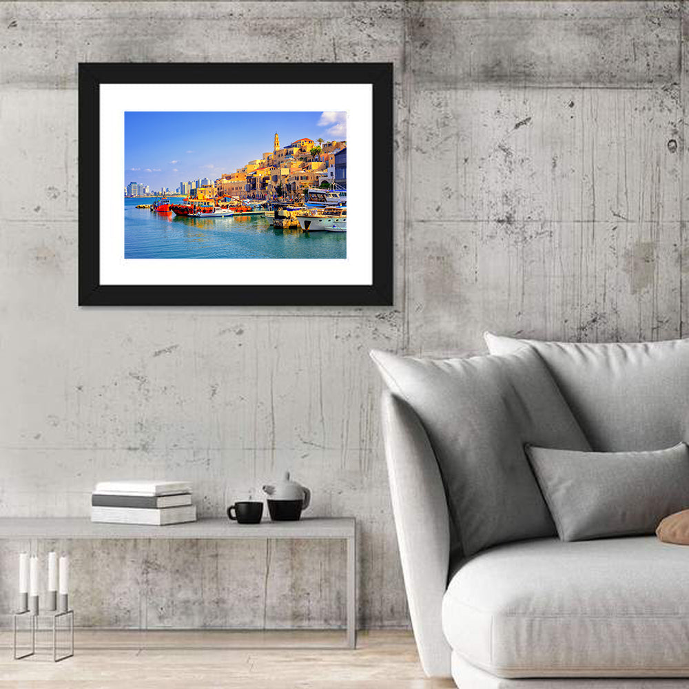 Old Jaffa Harbor Wall Art in a room, landscape