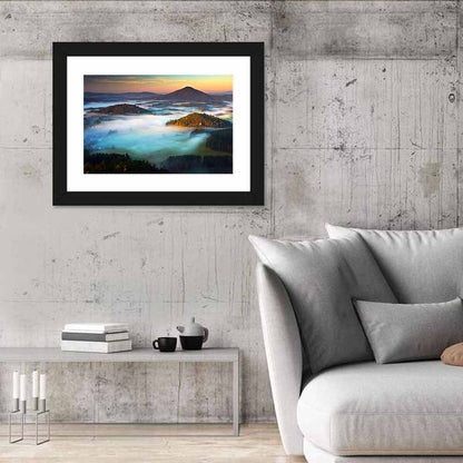 Golden Hour Foggy Hills Wall Art