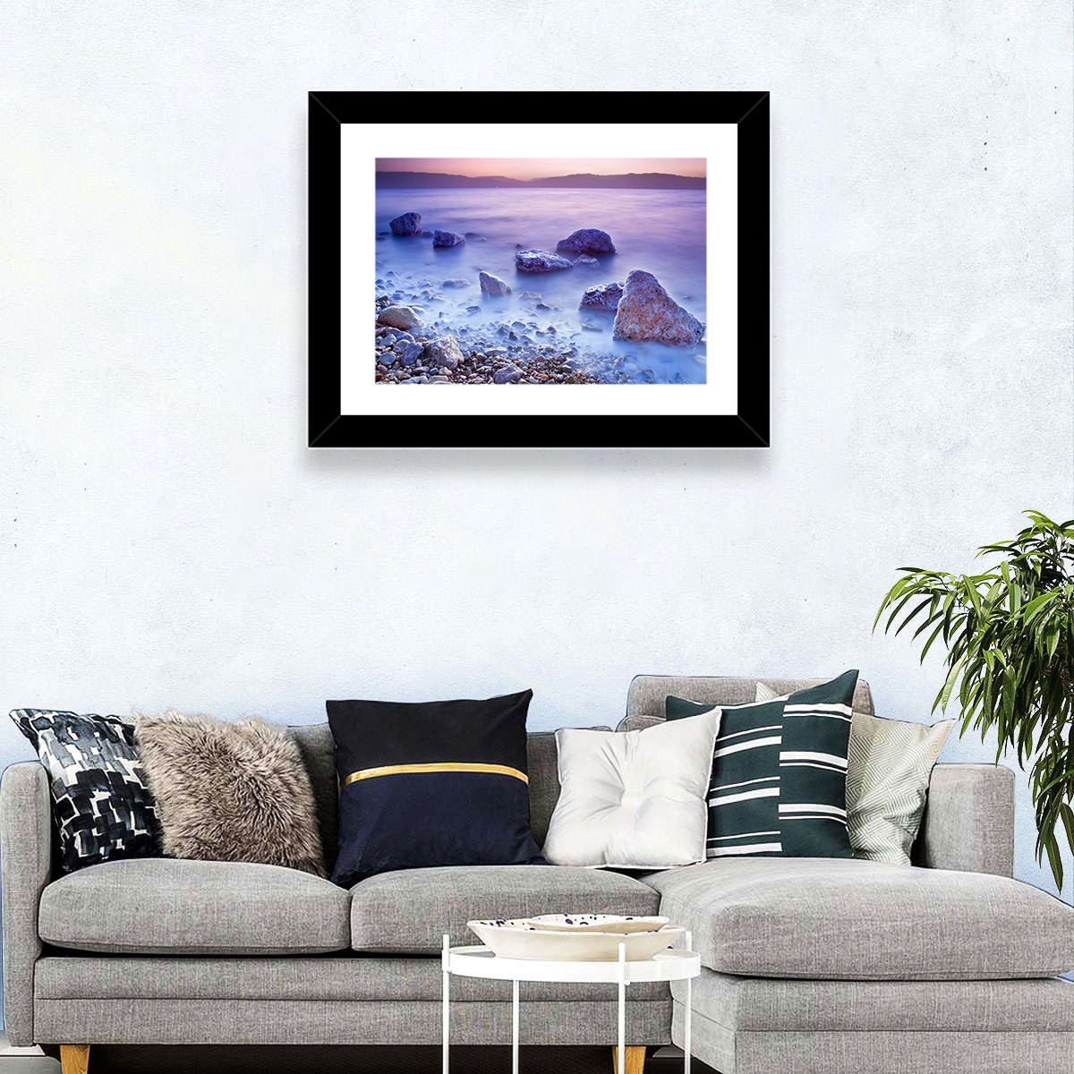 Dead Sea Salt Rocks at Dawn Wall Art in a room, landscape