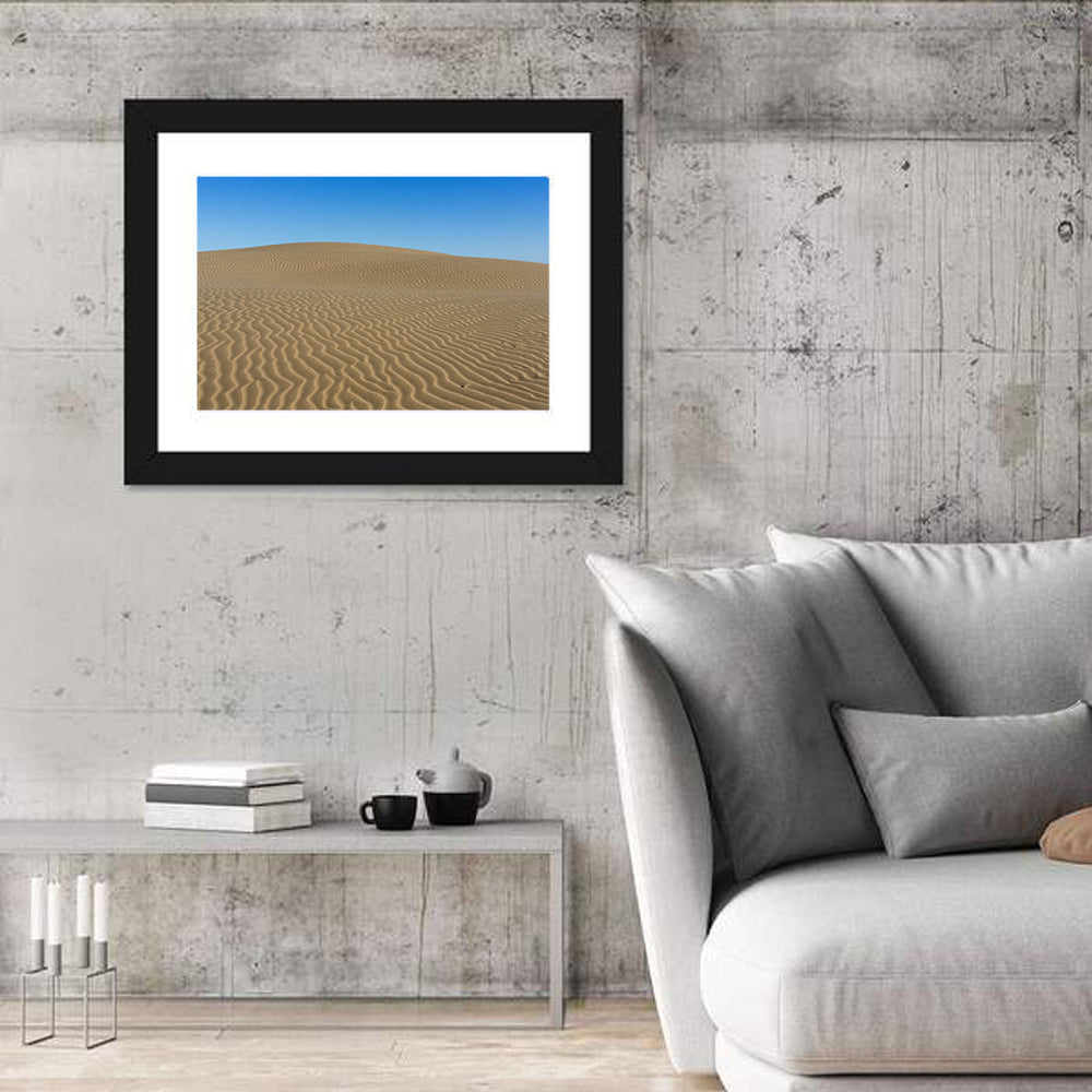 Namib Desert Rippled Sand Dunes Wall Art in a room, landscape