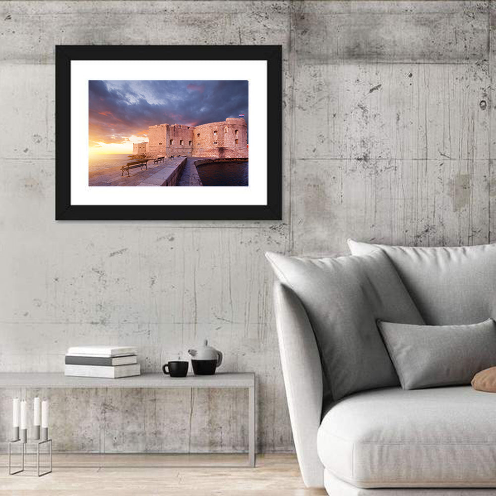 Fort Bokar at Sunset, Dubrovnik Wall Art in a room, landscape