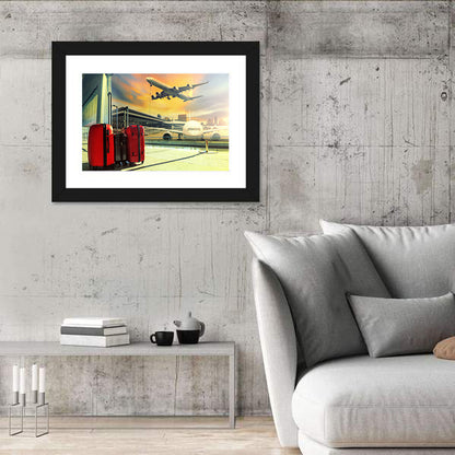Suitcases at the Airport Window Wall Art
