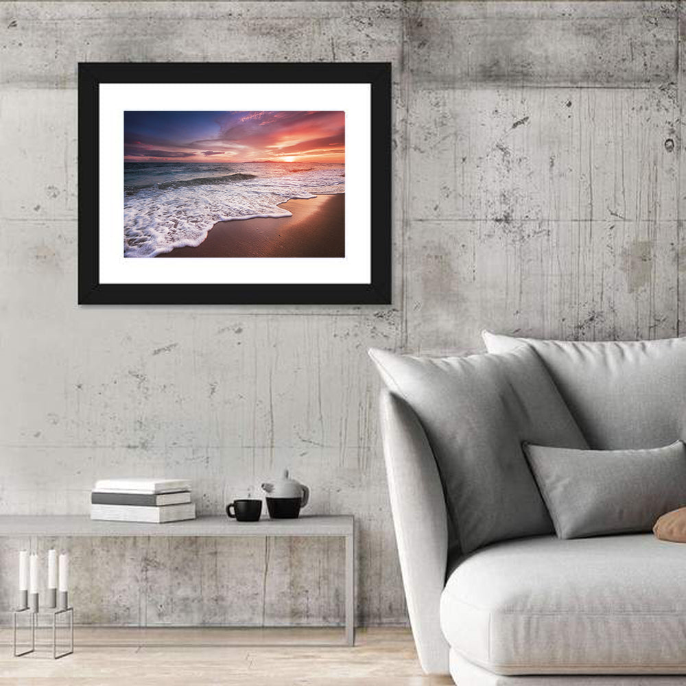 Thai Sunset Over Foamy Shore Wall Art