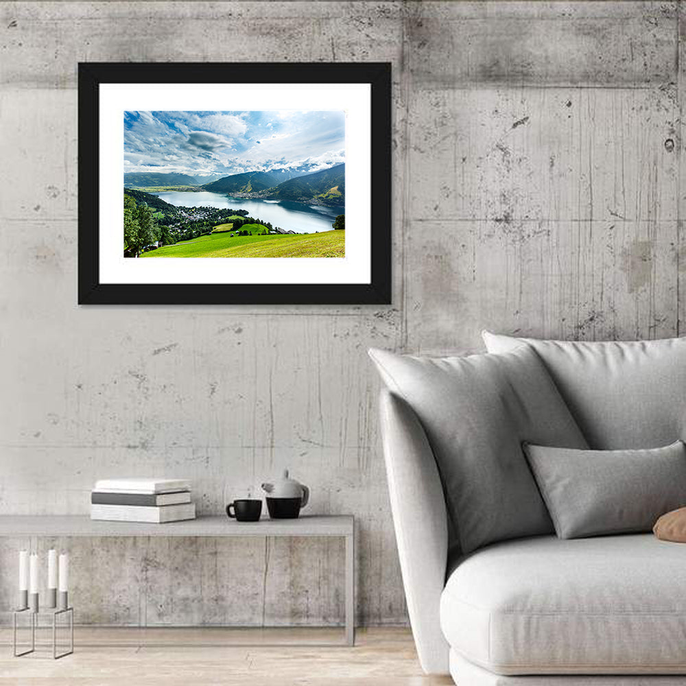 Zell Am See Panorama Wall Art in a room, landscape