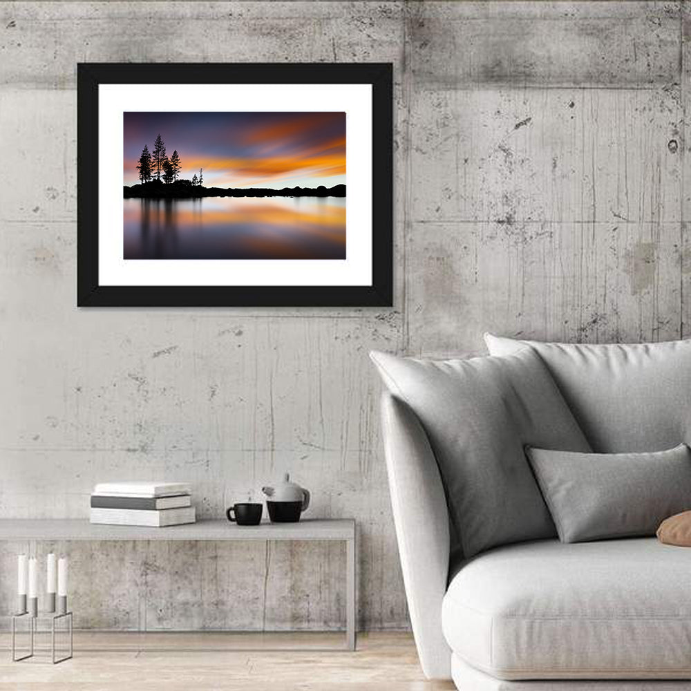 Lake Tahoe Golden Hour Reflection Wall Art in a room, landscape