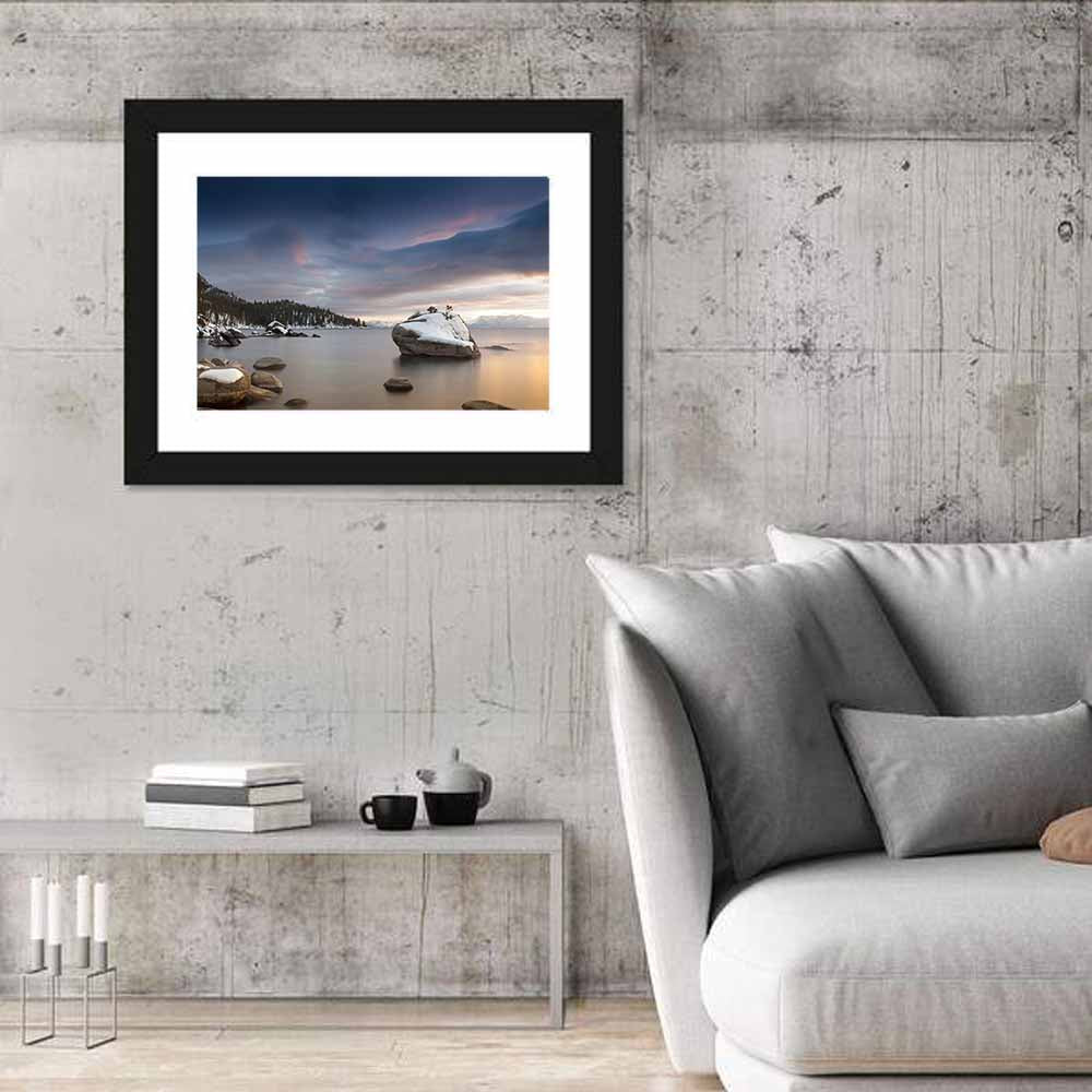 Bonsai Rock Winter Sunset Wall Art