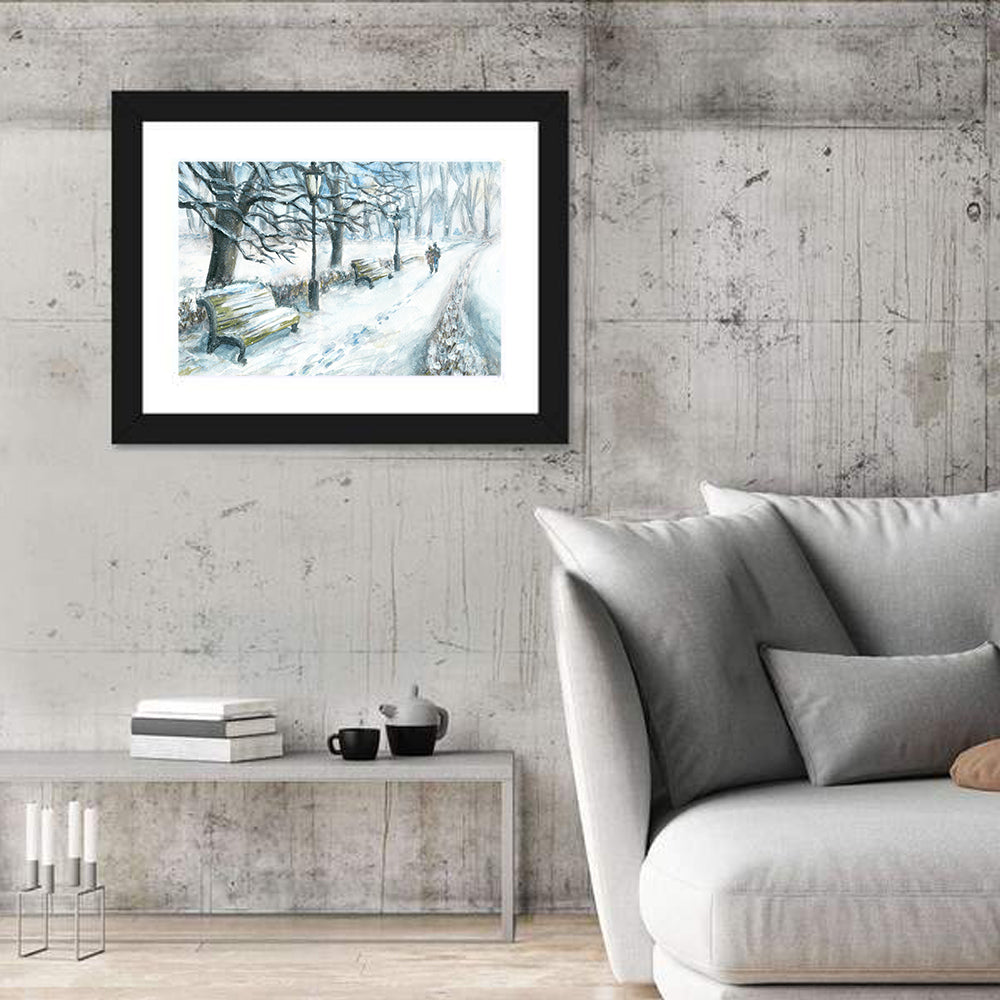 Couple's Winter Walk Wall Art