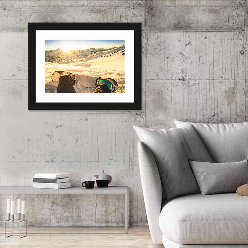 First Person Snowboard Sunrise Wall Art