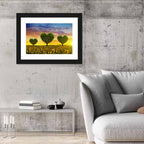 Sunflower Field with Heart Trees Wall Art