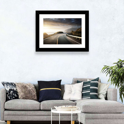 Golden Sunrise Coastal Road Wall Art