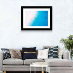 Aerial Beach Bay with White Boat Wall Art
