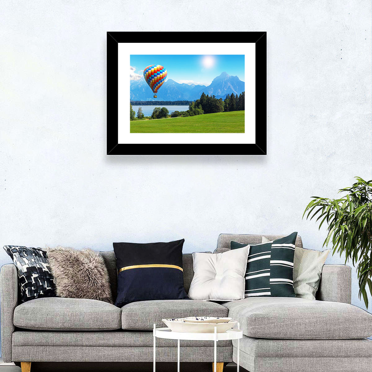 Bavarian Lake with Hot Air Balloon Wall Art