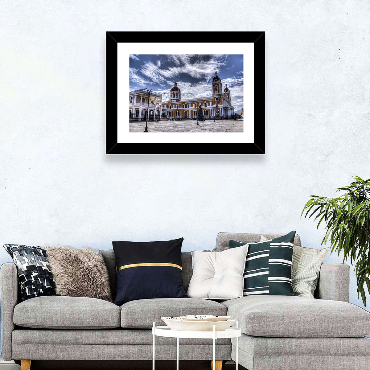 Cathedral of Granada Plaza Wall Art in a room, landscape
