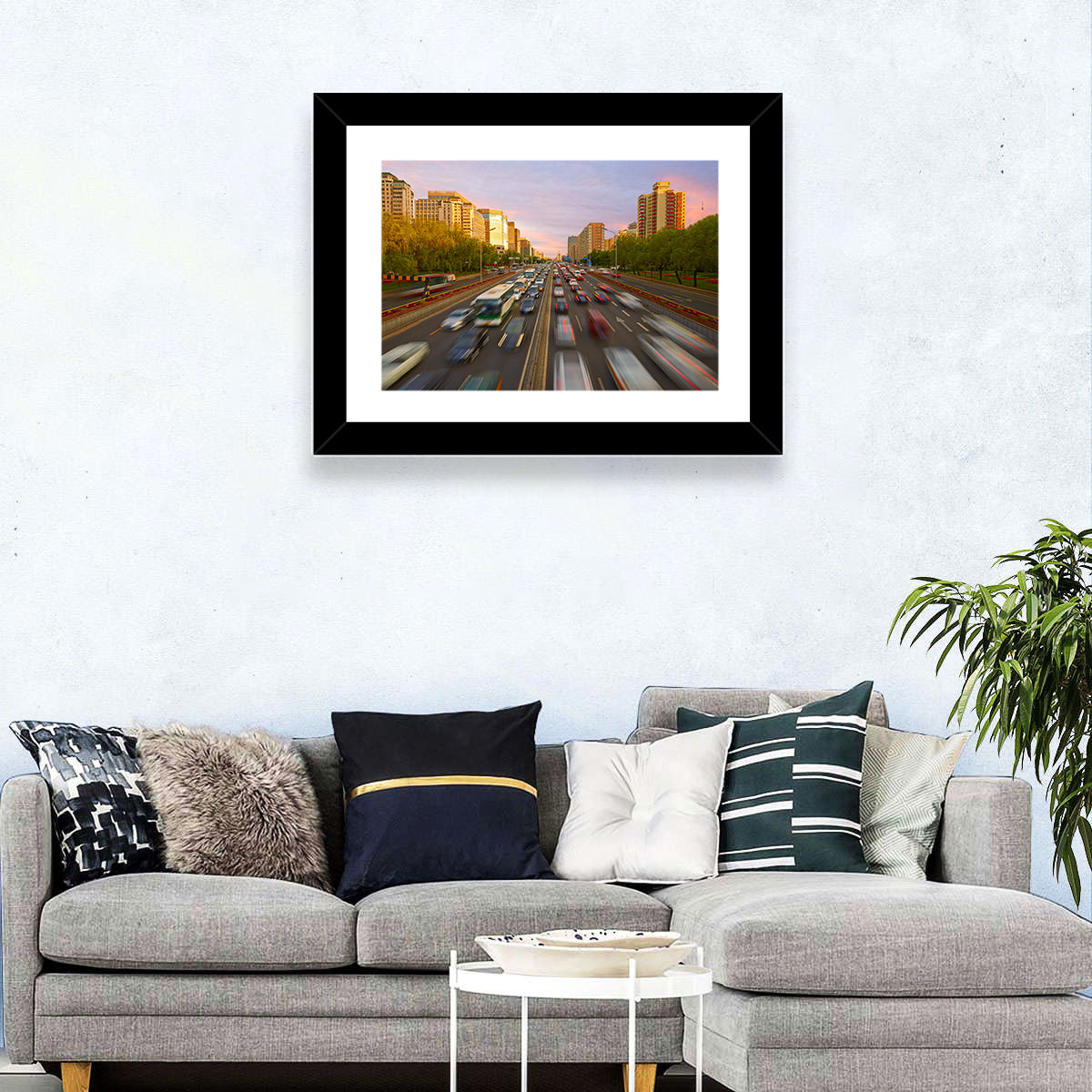 Beijing Sunset Traffic Streaks Wall Art