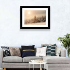 Snowy Pine Forest at Golden Hour Wall Art