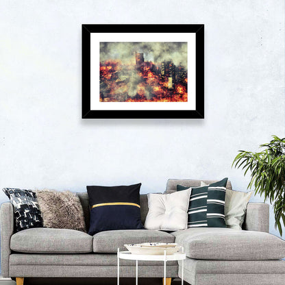 Warsaw Spire Burning City Abstract Wall Art