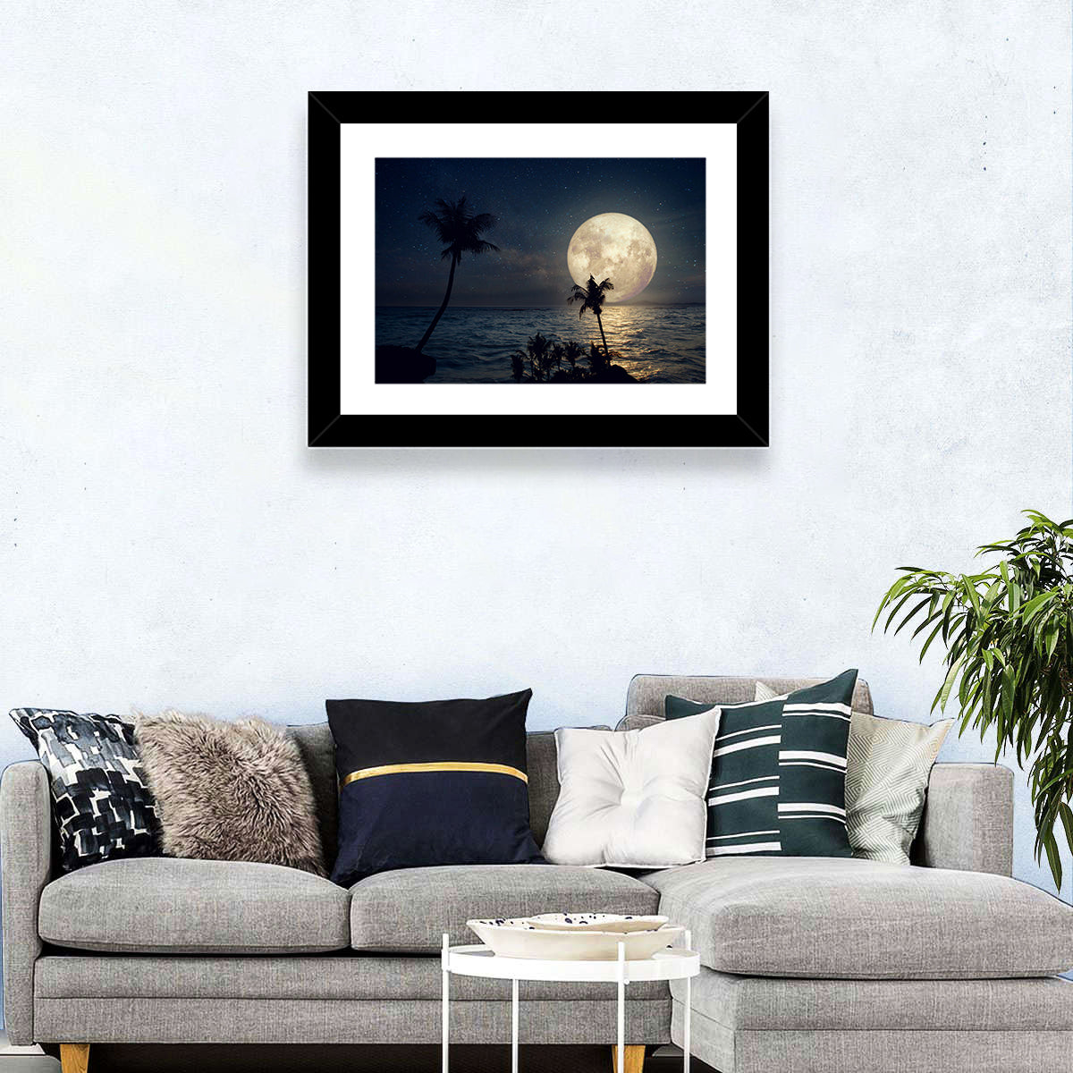 Supermoon Over Tropical Beach Wall Art