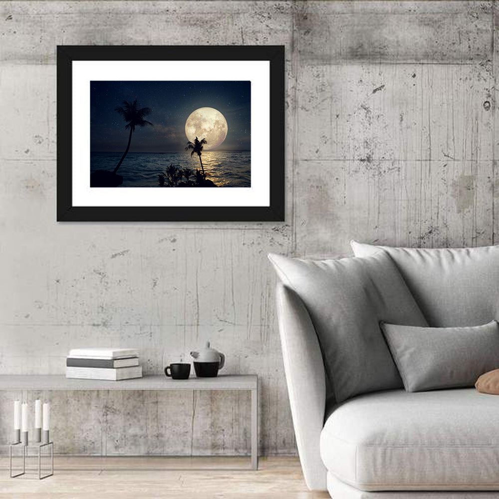 Supermoon Over Tropical Beach Wall Art