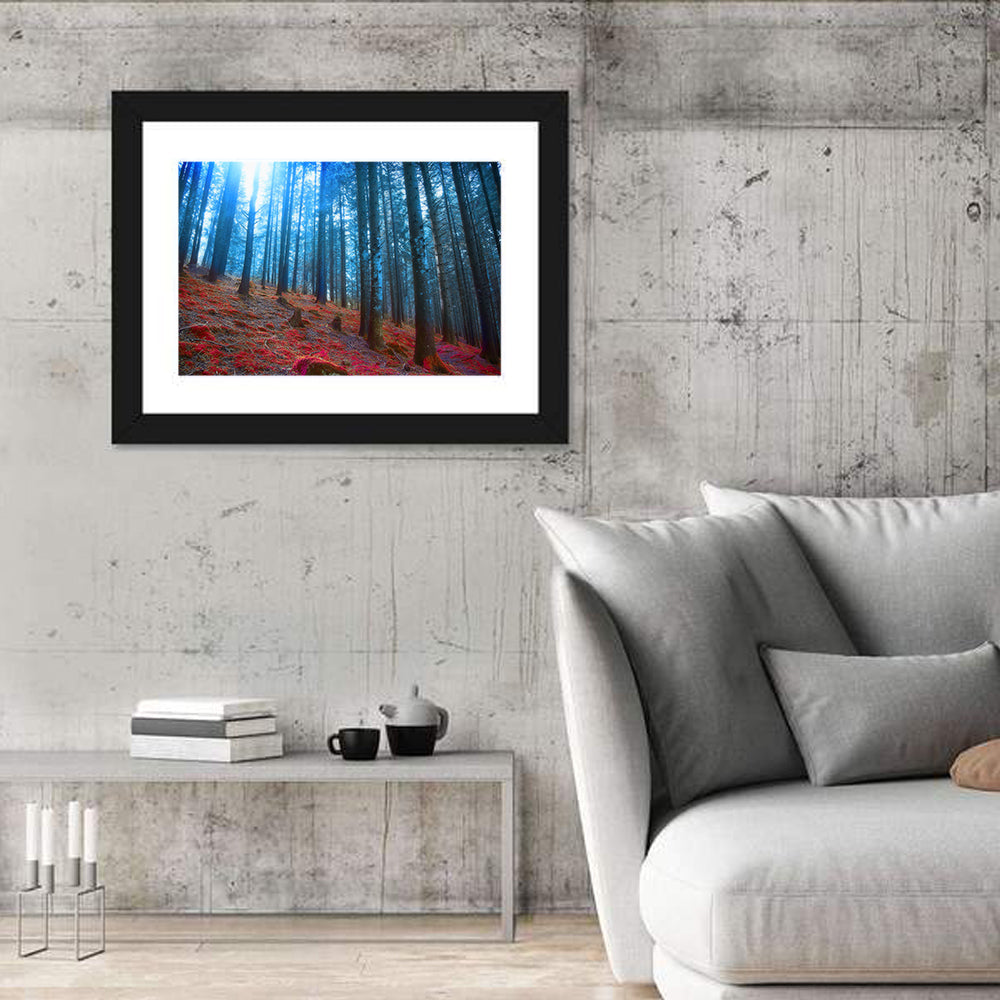 Enchanted Red Moss Forest Wall Art