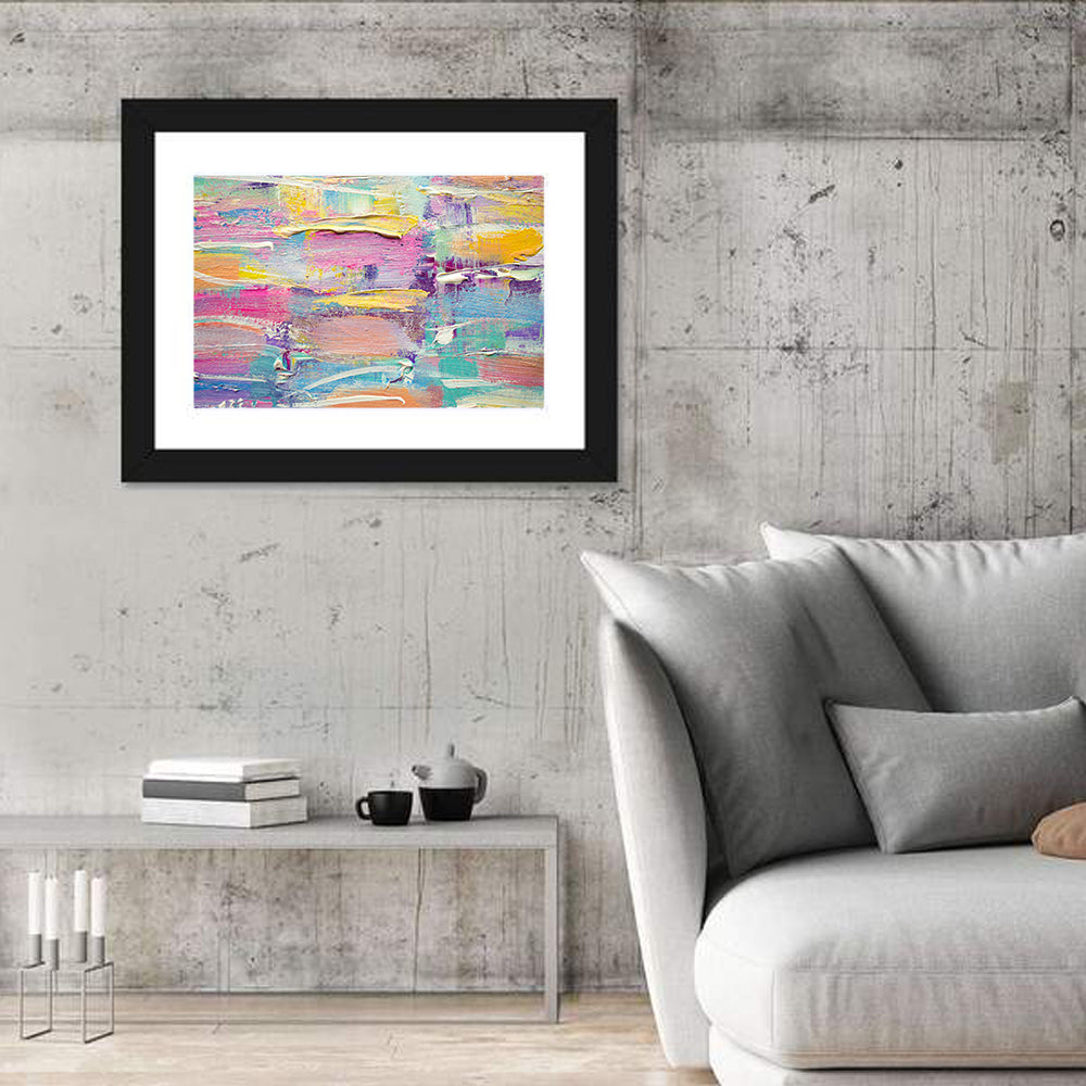 Rough Board Brushstrokes Wall Art in a room, landscape