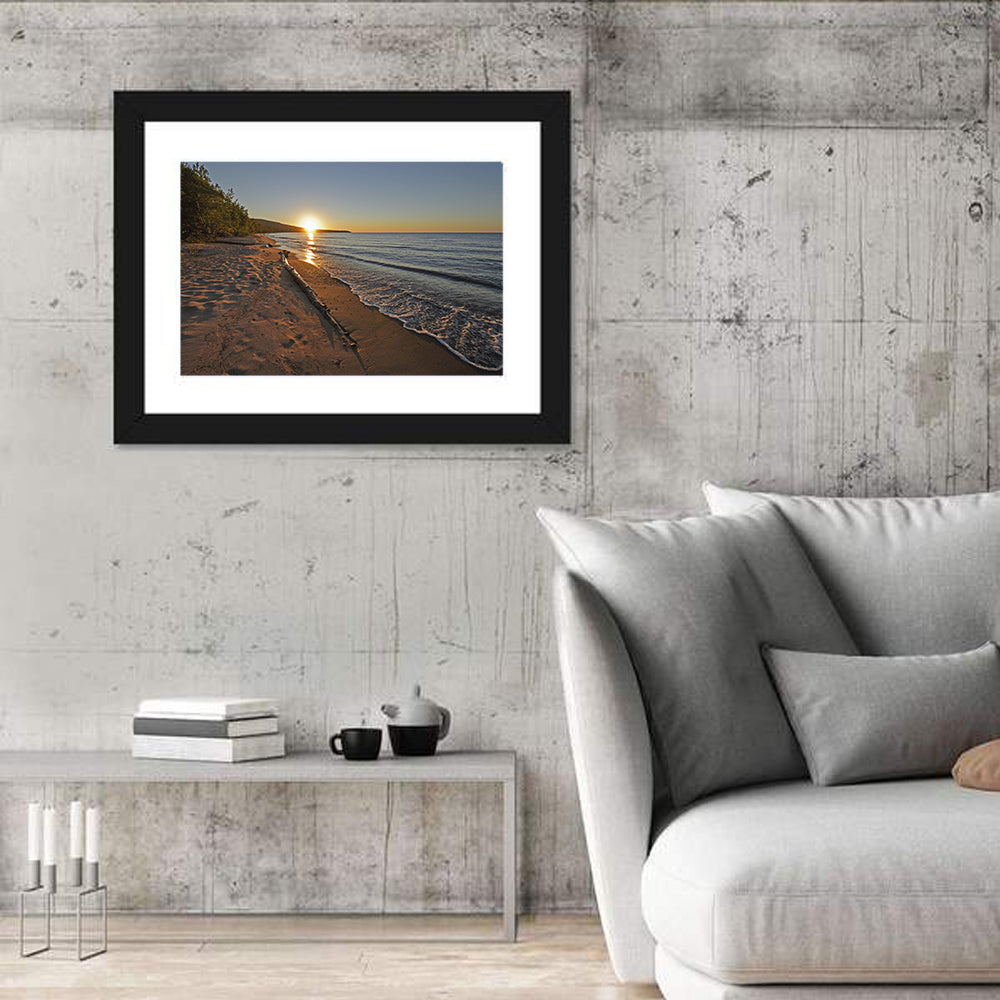 Lake Superior Driftwood Beach Sunset Wall Art