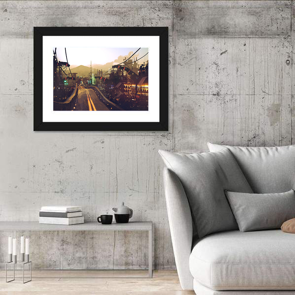 Futuristic Highway at Dusk Wall Art