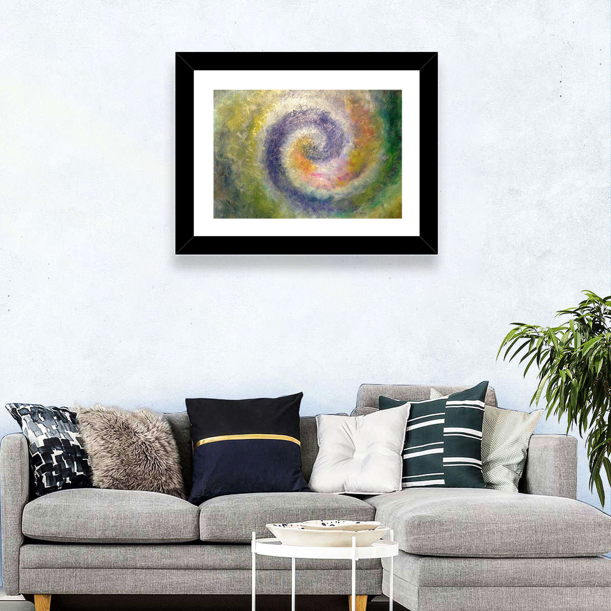 Spiral Golden Ratio Wall Art in a room, landscape