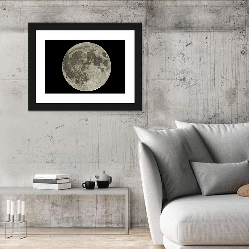Full Moon with Tycho Rays Wall Art in a room, landscape