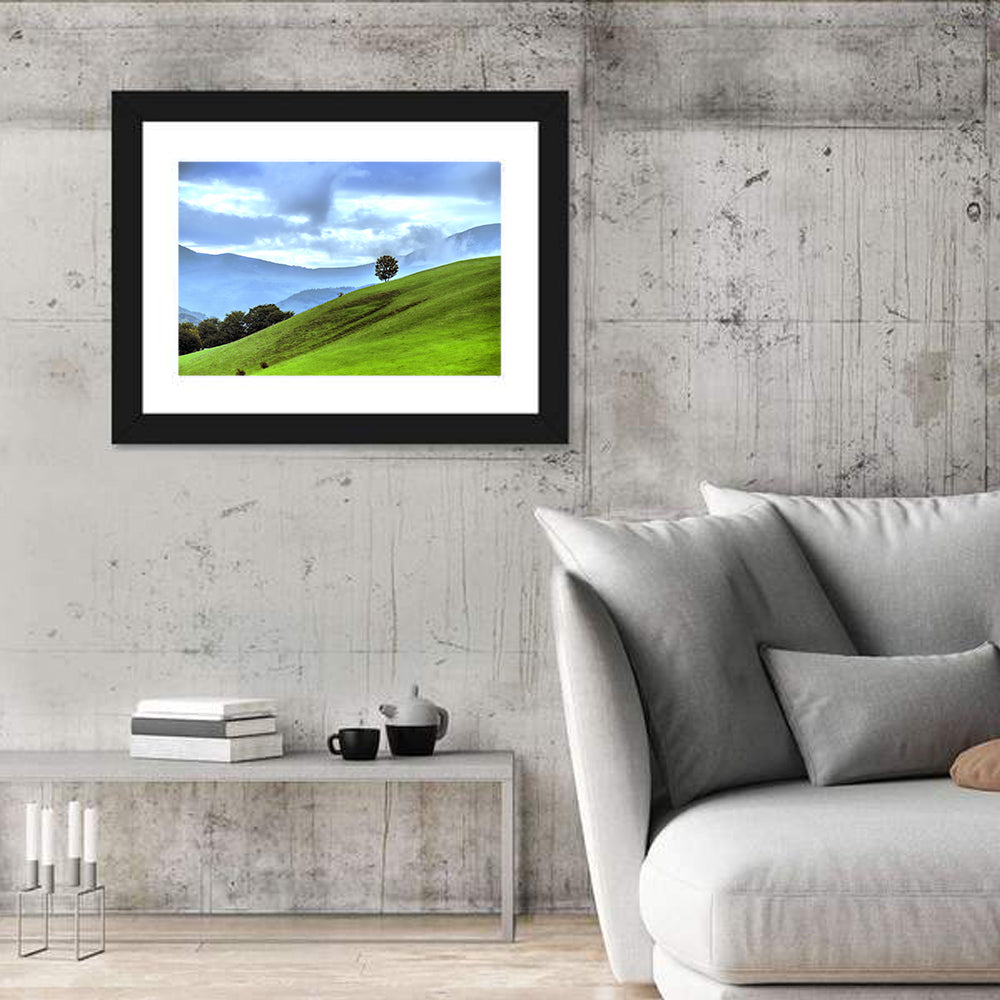 Talish Hillside with Lone Tree Wall Art in a room, landscape