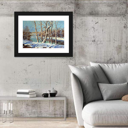 Trees Along River Winter Landscape Wall Art