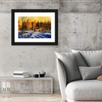 Winter Cottage Sunset Wall Art