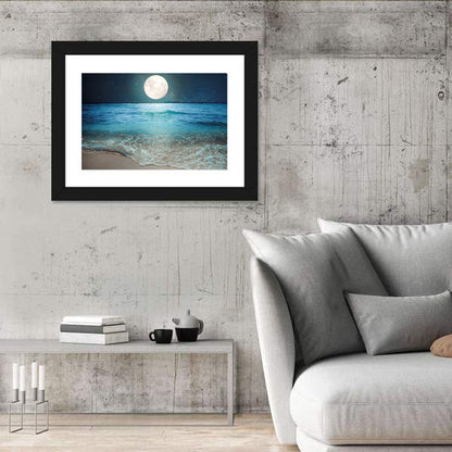 Full Moon Over Beach Wall Art