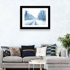 Tire Tracks on Snowy Road Wall Art