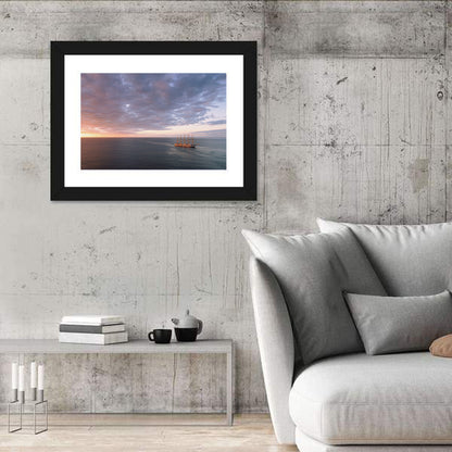 Sunlit Tall Ship at Sea Wall Art