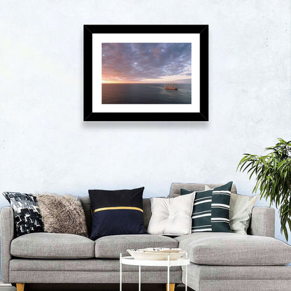 Sunlit Tall Ship at Sea Wall Art