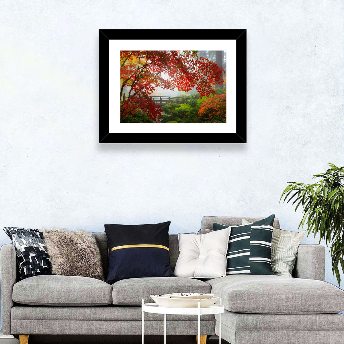 Portland Moon Bridge in Autumn Mist Wall Art