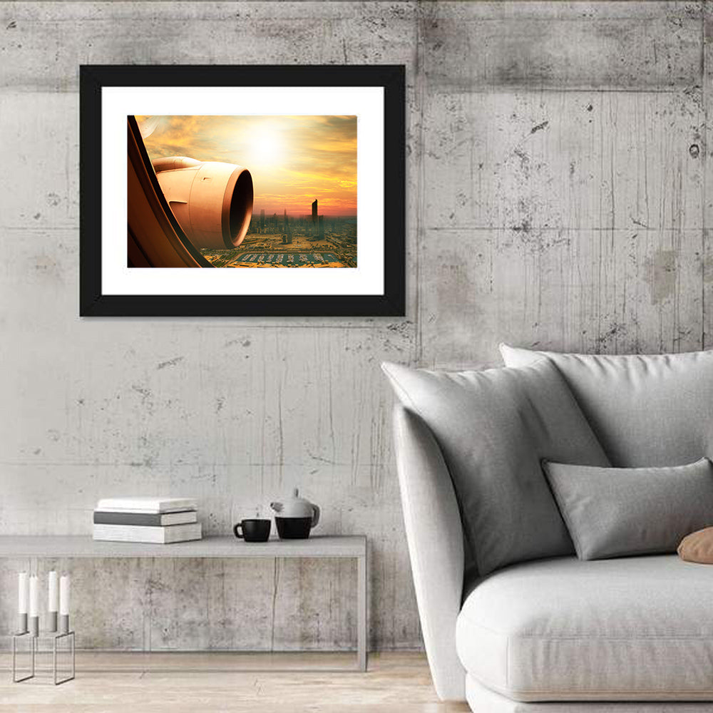 Kuwait City at Golden Hour Wall Art in a room, landscape