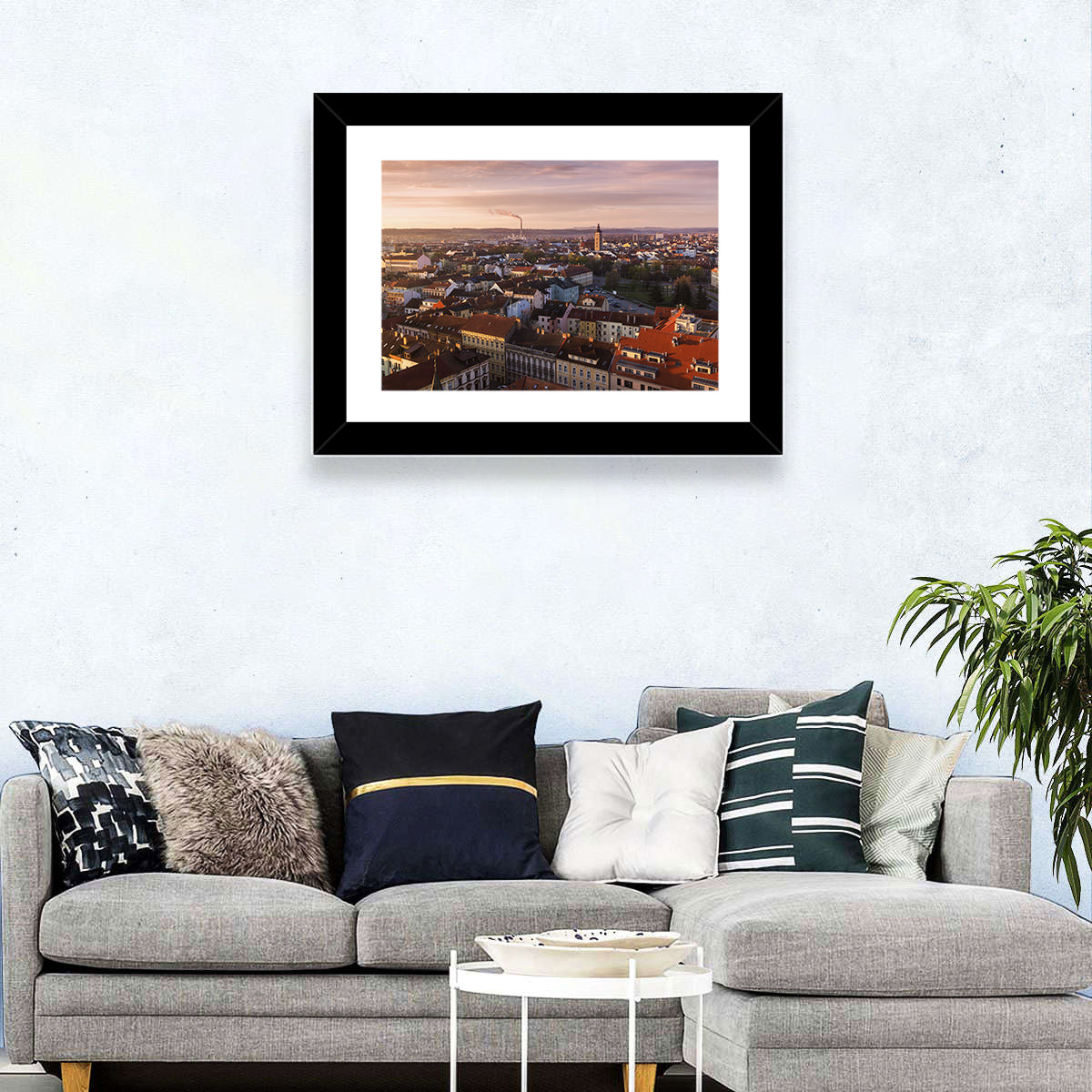 Red Tiled Rooftops at Golden Hour Wall Art
