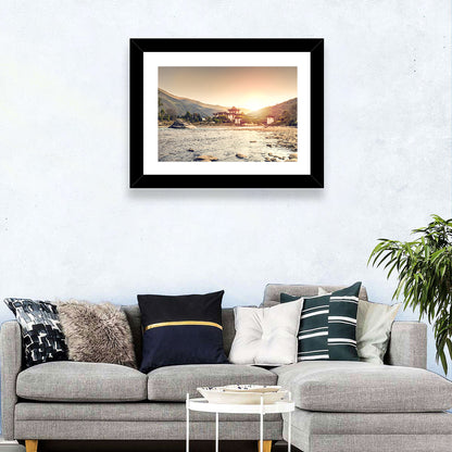 Punakha Dzong at Golden Hour Wall Art