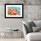 Mediterranean Hillside Watercolor Village Wall Art