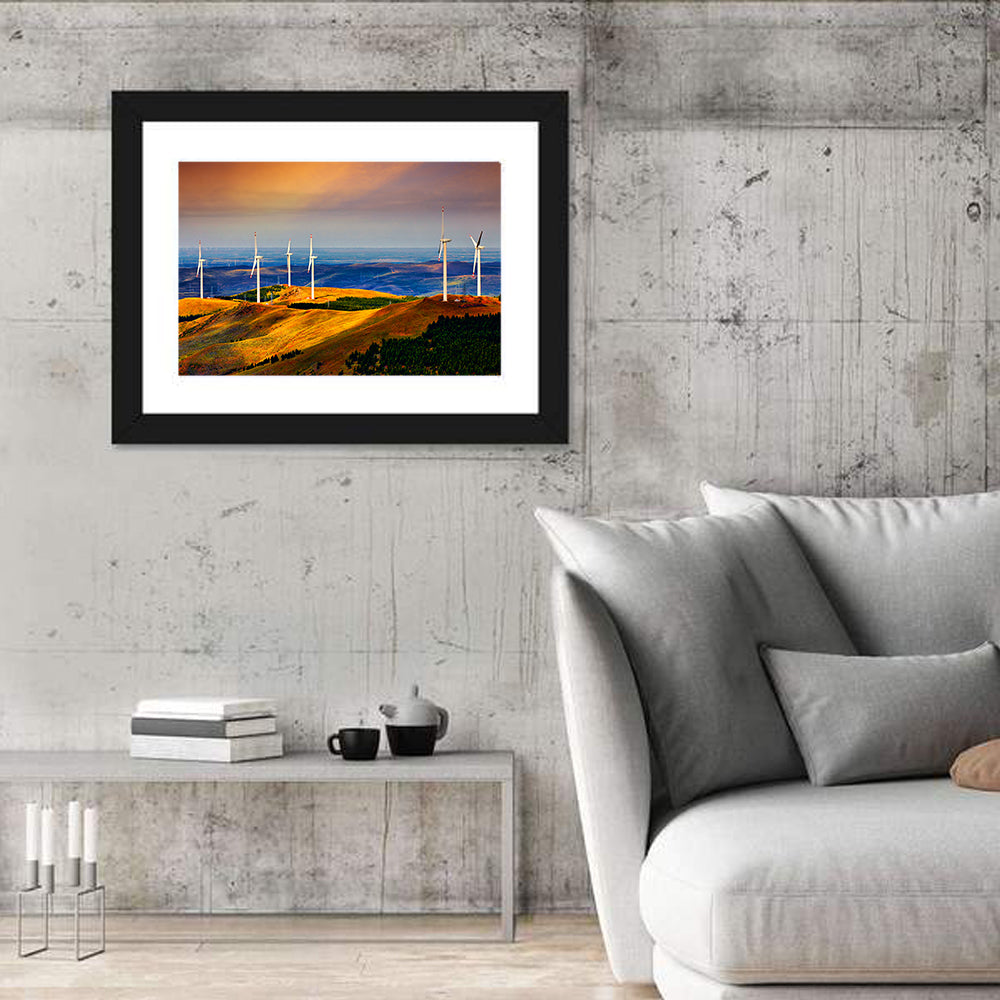Golden Hour Wind Turbines Wall Art