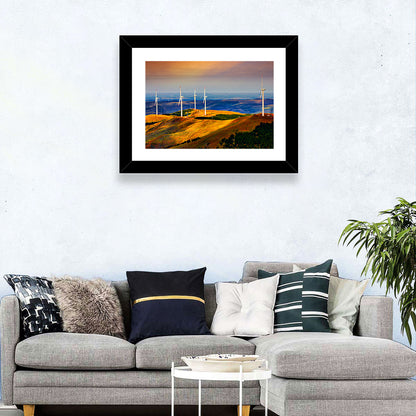 Golden Hour Wind Turbines Wall Art